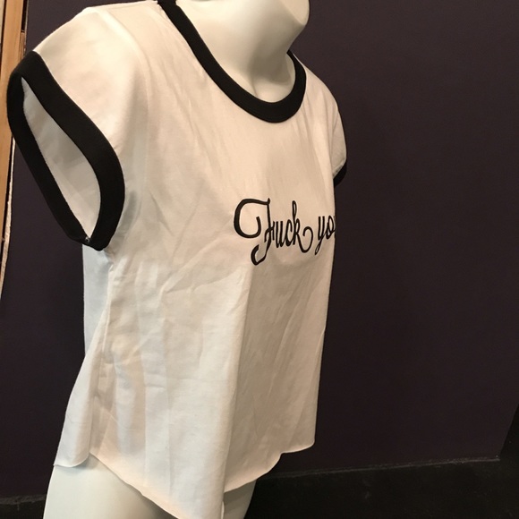Ringer tee crop top f**k you 😉 One size.  Best for XS/S/M - Picture 3 of 4